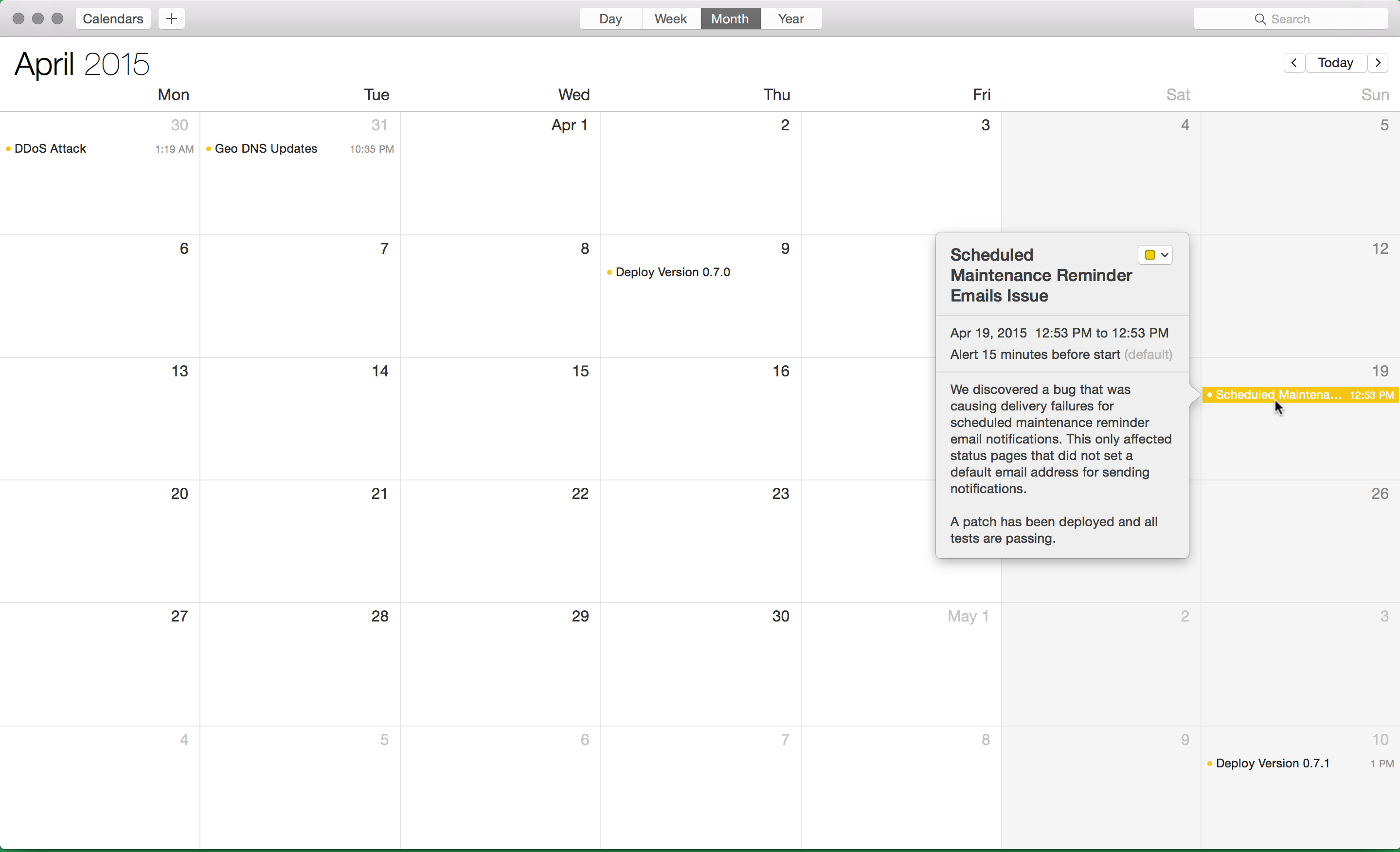 Icalendar example Status io Knowledge Base