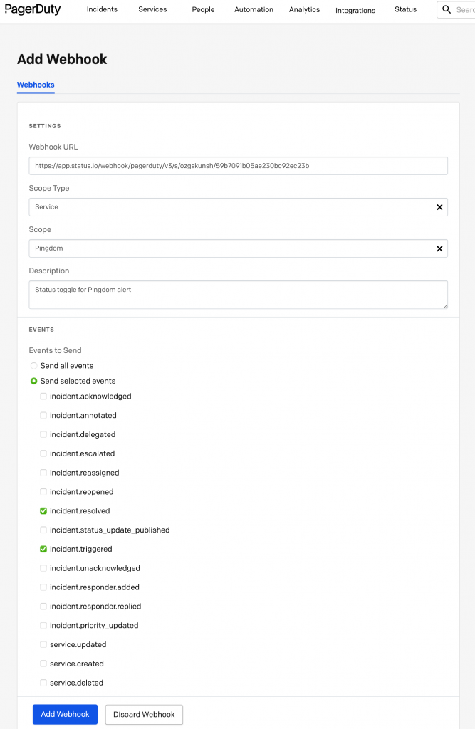 PagerDuty Status Updates Status.io Knowledge Base