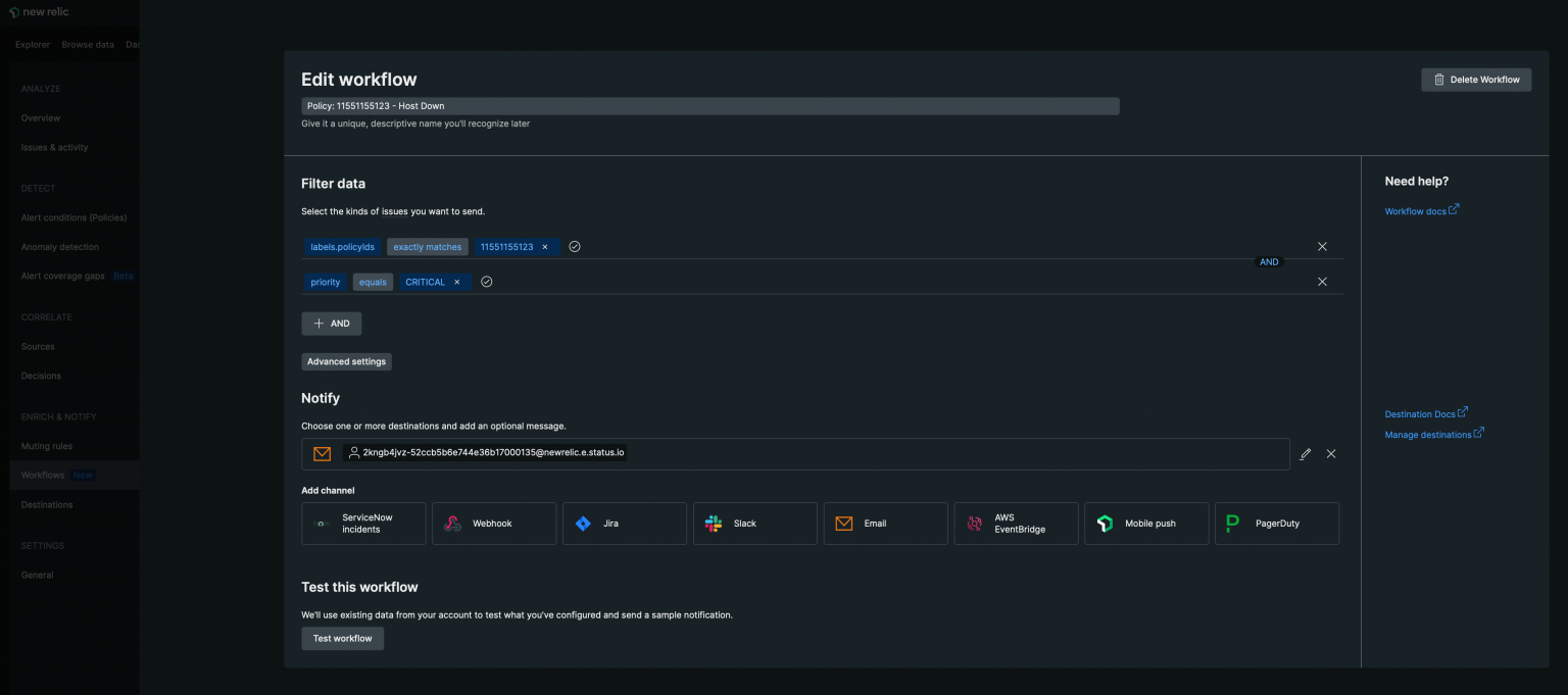 New Relic Monitoring | Status.io Knowledge Base